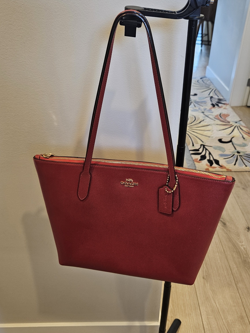 Coach Cherry Red Saffiano Leather Tote
